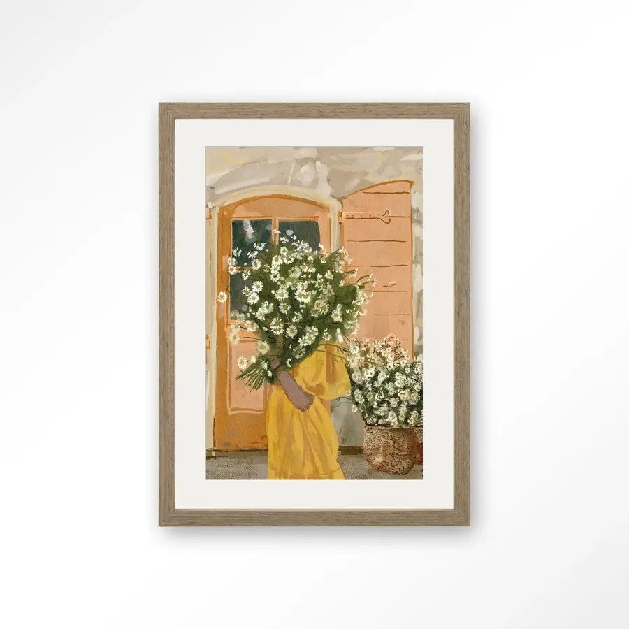 Urban Cotton 25214-daisy-lady-art-print-wooden-frame-pp-brown